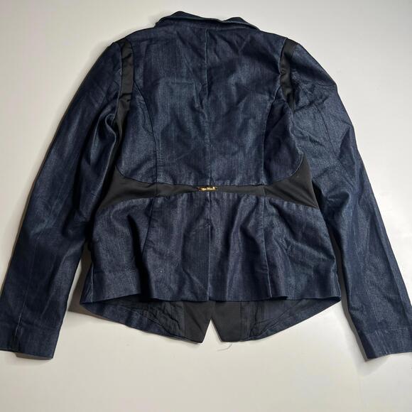 Apple Bottoms Denim Blazer Jacket Women XL Gold Logo Buttons Dark Wash Y2K Style - Picture 8 of 12